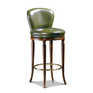 Luxury classic green leather wood bar stool with backrest • MARZORATI - Stool by Marzorati