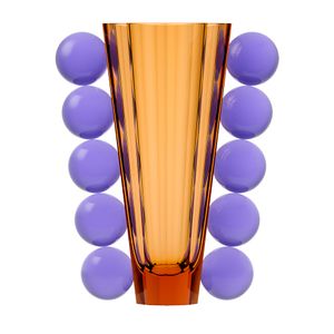 Oranžová váza Spheres zdobená fialovými koulemi. Křišťál Moser. - Accessories by Moser