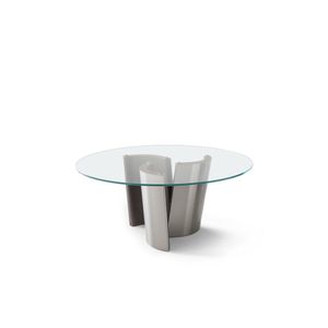 MADISON PM4010/1 - Round glass and steel table - Table by OAK
