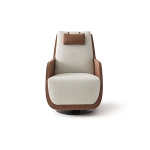 NEW YORK LOUNGE PM4040 - Swivel leather armchair with armrests - Armchair by OAK