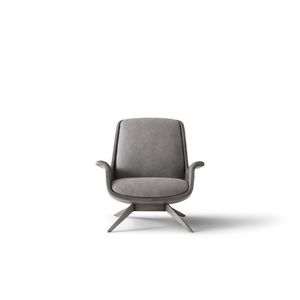GN8070 - Armchair upholstered in leather, with base in steel - Armchair by OAK