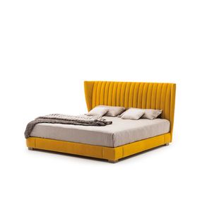 SC5092 - Bed with upholstered headboard, wooden feet - Bed frame by OAK