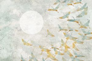 Birds and Waves Gold - Wallcovering by Officinarkitettura®