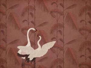 Palms and Bird Pink - Wallcovering by Officinarkitettura®