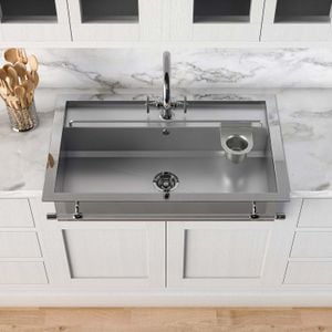 Semi-recessed rectangular sink with step