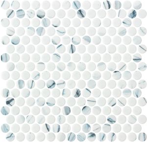 Penny Calacatta Blue Matte - Glass Mosaic by ONIX. - Wall tile-stone-brick by ONIX​