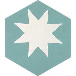 Hex Star Aqua 03 – Large Cement Tile - Floor tile-stone by Original Mission Tile