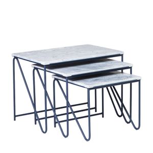 TRIPTYCH nesting table - Navy Blue frame Grey marble tabletop - Table by PLEASE WAIT to be SEATED
