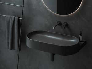 Yard 80 Washbasin, ceramic, without Hole, matt black, with Bracket, black - Washbasin by Ravak
