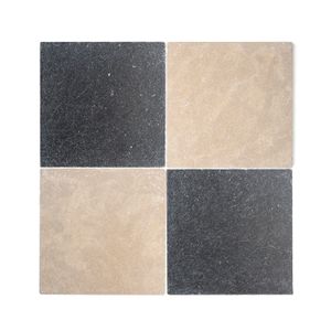 Azru Sand & Cinder 12x12 Moroccan Limestone & Marble | Tumbled & Honed – Checkerboard Bundle - Floor tile-stone by Riad Tile