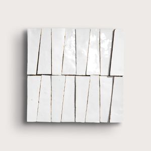 Bright White 1x4 Trapezoid Mosaic Zellige Tile - Accessories by Riad Tile