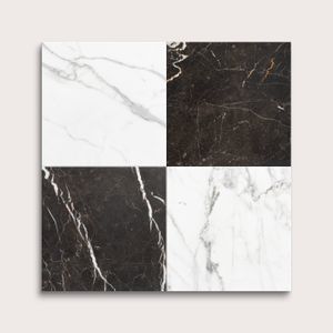 Italian Statuary & Truffle 12x12 Marble | Honed - Checkerboard Bundle - Accessories by Riad Tile