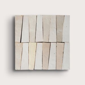 Natural White & Snow White 1x4 Trapezoid Mosaic Zellige Tile - Accessories by Riad Tile