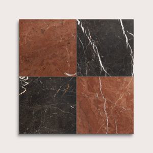 Rosso Alicante & Truffle 12x12 Marble | Honed - Checkerboard Bundle - Accessories by Riad Tile