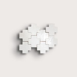 Snow White 4x4 Cross Zellige Tile - Accessories by Riad Tile