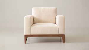 Oscar armchair in leather or fabric with Canaletto walnut base - Armchair by Rivolta