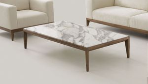 Tavolino Oscar in noce Canaletto e top in marmo - Pouf by Rivolta