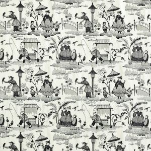 Bassano Embroidered Toile Black - Curtain by Schumacher