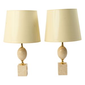 Pair Of Travertine Table Lamps - Table lamp by Schumacher