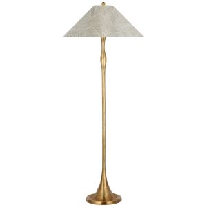 Romero Floor Lamp, Antique Brass Abstract Leaf In Taupe - Floor lamp by Schumacher