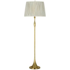 Romero Floor Lamp, Antique Brass Charee Silk Stripe, Light Blue - Floor lamp by Schumacher