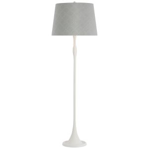 Romero Floor Lamp, Plaster White Elin Check In Sky - Floor lamp by Schumacher