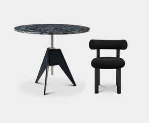 Set of Four Fat Dining Chair and Screw Cafe Table Pebble Marble Table - Coffee table by Tom Dixon