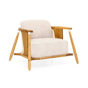 LAGUNA Accent Chair in Teak and Beige Fabric - Armchair by Uultis