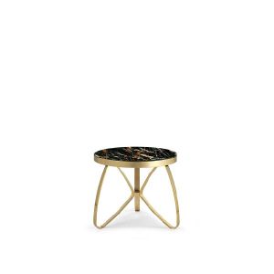 Coffee table with precious gold finishes and marble top - Coffee table by Zanaboni