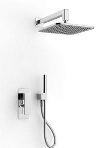 Qquadro - Shower arm with shower head and hand shower - Shower by ZAZZERI