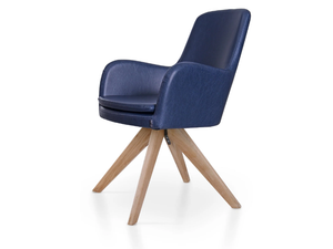 DOLPHIN SPIDER - Trestle-based leather chair with armrests - Chair by 5A Design