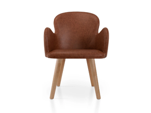 HERA OAK - Leather chair with armrests - Chair by 5A Design
