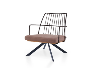 MIA XL LOUNGE SPIDER - Trestle-based powder coated steel armchair with armrests - Armchair by 5A Design