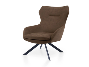 NEW LOUNGE - Upholstered trestle-based fabric armchair with armrests - Armchair by 5A Design