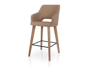 PARADISE BAR OAK - High leather stool with footrest - Stool by 5A Design
