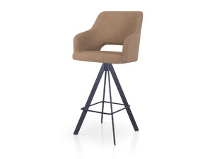 PARADISE BAR SPIDER - Trestle-based leather stool with armrests - Stool by 5A Design