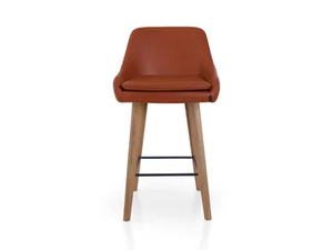 PREMIERE BAR OAK - High leather stool with footrest - Stool by 5A Design