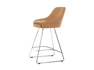 PREMIERE BAR SLED - Sled base leather stool with footrest - Stool by 5A Design