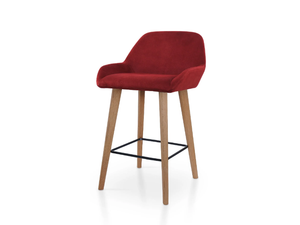 ROYAL BAR OAK - High leather stool with footrest - Stool by 5A Design