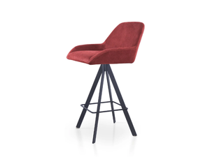 ROYAL BAR SPIDER - Trestle-based leather stool with footrest - Stool by 5A Design