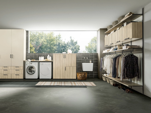 INTERMEZZO - Sectional wooden laundry room cabinet with ironing board - Cabinet by Adok