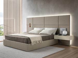 MODULA - Fabric double bed with high headboard - Bed frame by Adok