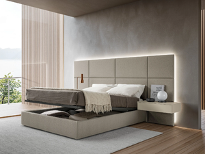 MODULA - Fabric storage bed with upholstered headboard - Bed frame by Adok