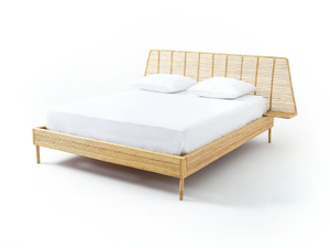 SAGHIL - Wicker double bed with integrated nightstands - Bed frame by AMPM