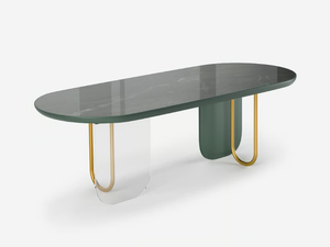RIDEAU - Oval ceramic and wooden table - Table by Anesis
