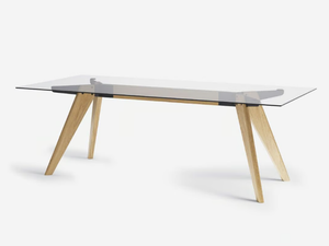 TRAVA - Rectangular wood and glass dining table - Table by Anesis
