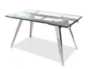 1005 - Extending glass and steel dining table - Table by Angel Cerdá