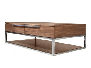 2114 - Rectangular low wood veneer coffee table with storage space - Coffee table by Angel Cerdá