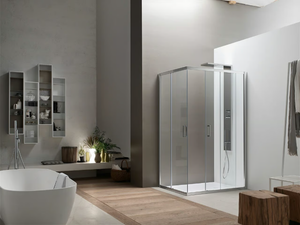 A6 - Corner glass shower cabin with sliding door - Shower by Arcom