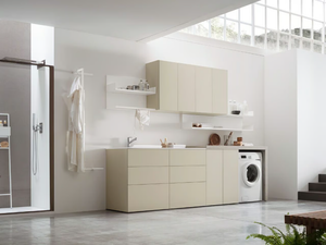 I_WASH - COMPOSITION 04 - Wooden laundry room cabinet - Washbasin cabinet by Arcom